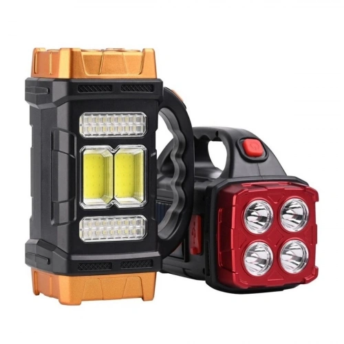 Solar ve USB Şarjlı LED + COB El Feneri | 1500 mAh Şarjlı Taşınabilir Çalışma Işığı–Su Geçirmez (5365)