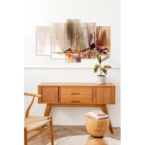 Sonbahar Manzarası 5 Parçalı Mdf Tablo 60 x 100