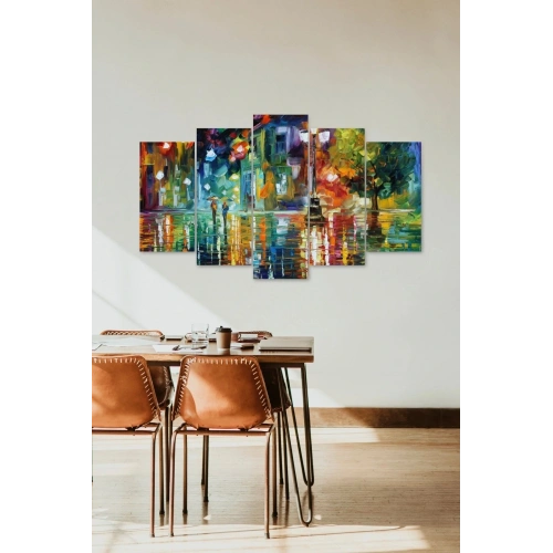 Sonbahar Yağmur Manzarası 5 Parçalı Mdf Tablo 60 x 100