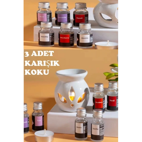 Sonx 3 lü Aromaterapi Uçucu Yağ Seti ve Seramik Buhurdanlık - Rahatlatıcı Oda Kokusu & Spa Deneyimi