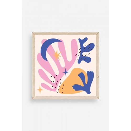 Soyut Ahşap Çerçeveli Tablo 50 x 50