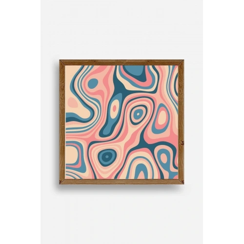 Soyut Ahşap Çerçeveli Tablo 50 x 50