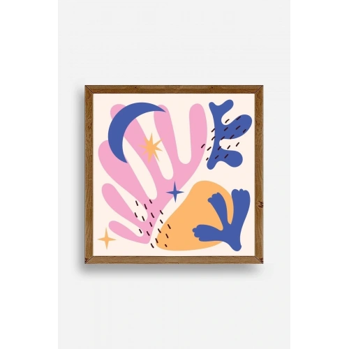 Soyut Ahşap Çerçeveli Tablo 50 x 50