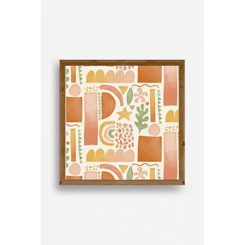 Soyut Ahşap Çerçeveli Tablo 50 x 50