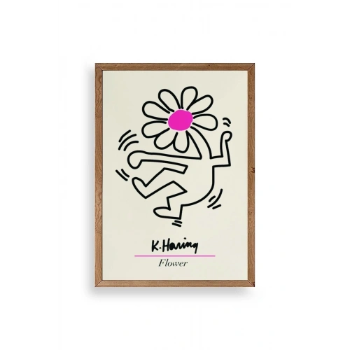 Soyut Çiçek Adam Ahşap Çerçeveli Tablo 23 x 23