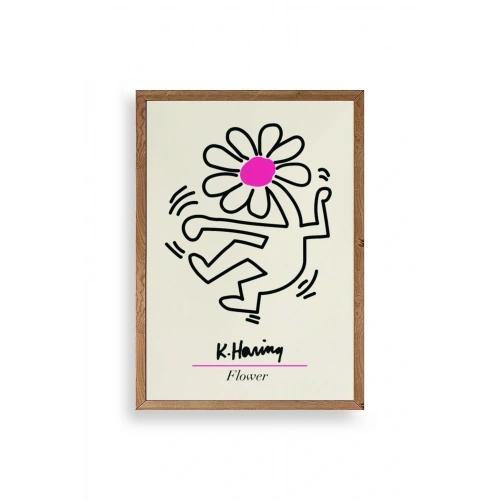 Soyut Çiçek Adam Ahşap Çerçeveli Tablo 50 x 70