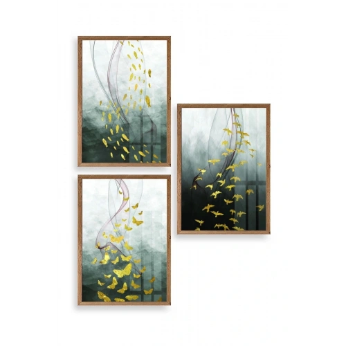 Soyut Hayvanlar Ahşap Çerçeveli Tablo 17 x 23