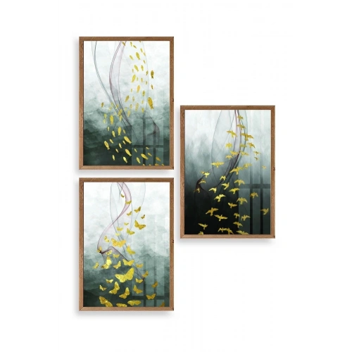 Soyut Hayvanlar Ahşap Çerçeveli Tablo 23 x 30