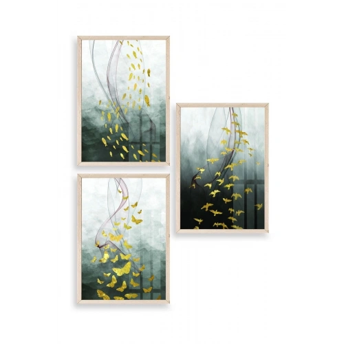 Soyut Hayvanlar Ahşap Çerçeveli Tablo 30 x 42