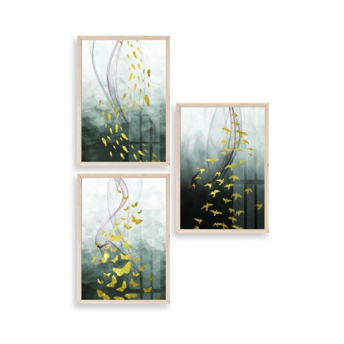 Soyut Hayvanlar Ahşap Çerçeveli Tablo 50 x 70