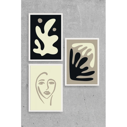 Soyut Üçlü Ahşap Çerçeveli Tablo 23 x 30