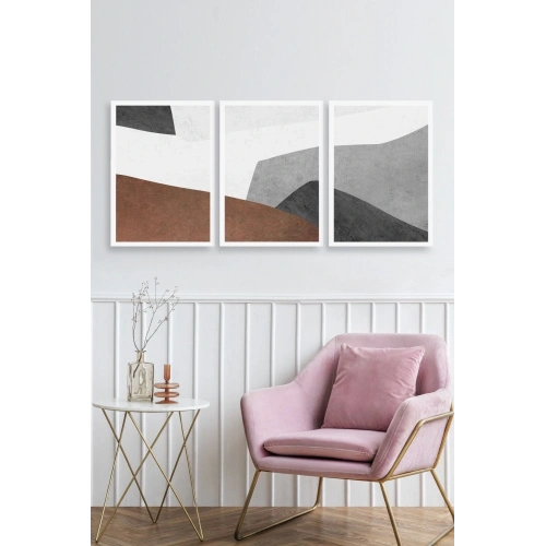 Soyut Üçlü Ahşap Çerçeveli Tablo 23 x 30