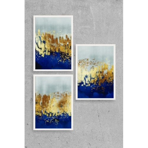 Soyut Üçlü Ahşap Çerçeveli Tablo 40 x 60