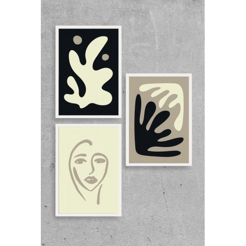 Soyut Üçlü Ahşap Çerçeveli Tablo 40 x 60