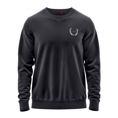 SPQR Pamuklu Bisiklet Yaka Basic Sweatshirt SATURN ANTRASİT