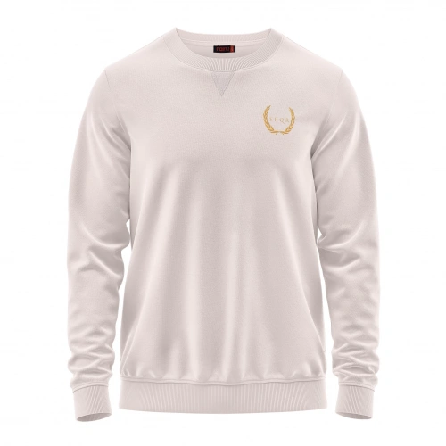 SPQR Pamuklu Bisiklet Yaka Basic Sweatshirt SATURN BEJ