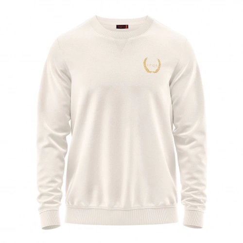 SPQR Pamuklu Bisiklet Yaka Basic Sweatshirt SATURN EKRU