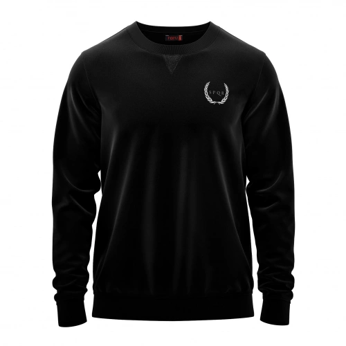 SPQR Pamuklu Bisiklet Yaka Basic Sweatshirt SATURN SİYAH