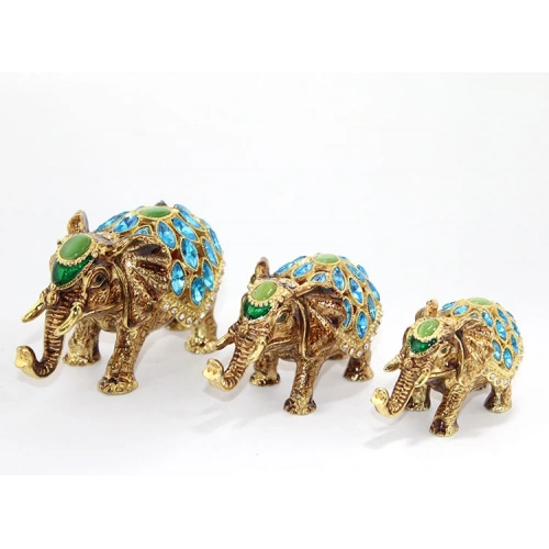 Swarovski Taşlı 3lü Fil Figürü Model 2