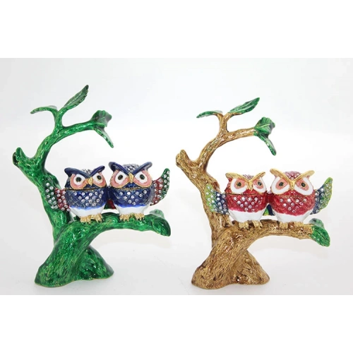 Сова в двоем на ветке со стразами Swarovski