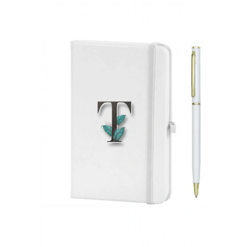 T Harfi Çiçek Baskılı Defter