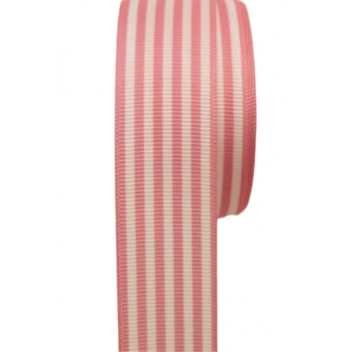 Tafta Çizgi Desen Kurdele 25 mm Pudra 1 Metre