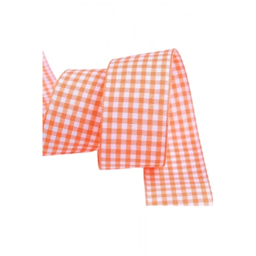 Tafta Ekoseli Kurdele 25 Mm Turuncu 2 Metre