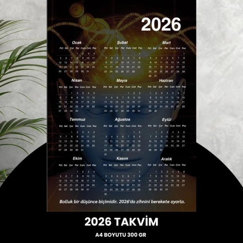 Takvim 2026 Premium A4 300 Gr Dijital Baskı Mistik
