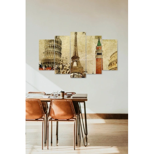 Tarihi Mekanlar 5 Parçalı Mdf Tablo 60 x 100