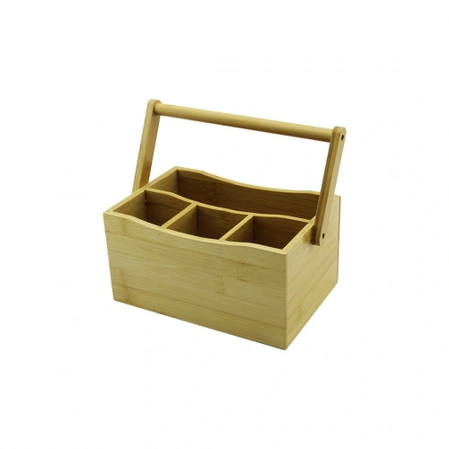 TAŞIMA KULPLU - 3+1 BÖLMELİ   TEZGAH ÜSTÜ  BAMBU - AHŞAP KAŞIKLIK (5365)