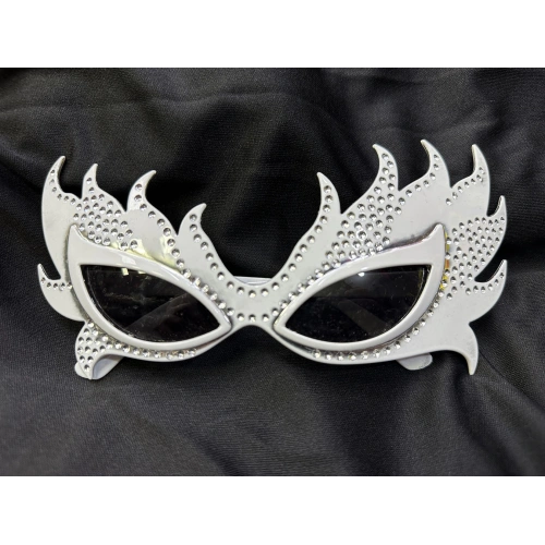 Taşlı Göz Kamaştıran Gecenin Yıldızı Beyaz Parti Alev Gözlük (5365)