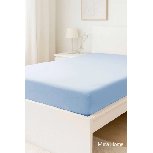 Tek Kişilik Düz Penye %100 Pamuklu Lastikli Çarşaf 100X200 Cm Newsheet Mavi