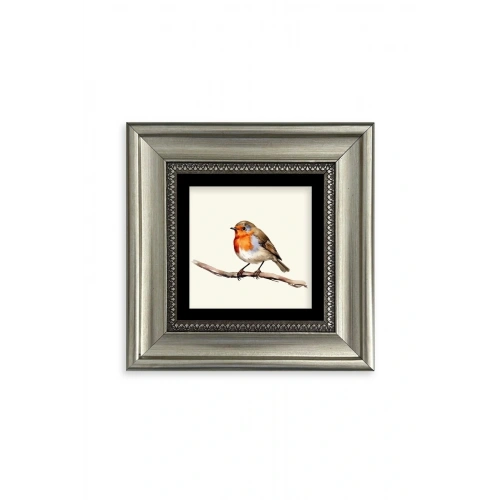 Tombul Kuş Çerçeveli Taş Tablo 20 cm