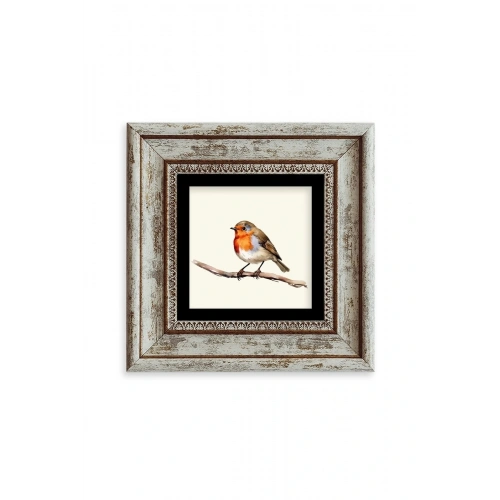 Tombul Kuş Çerçeveli Taş Tablo 20 cm