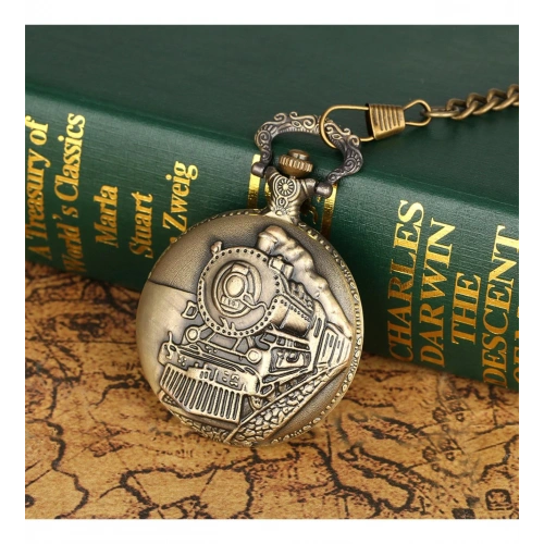 Tren Temalı Köstekli Saat