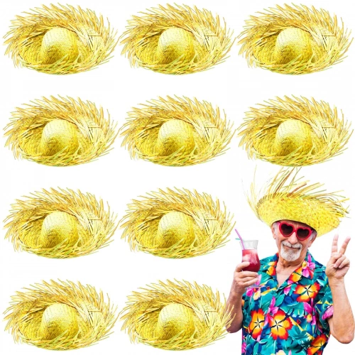 Tropical Party Yellow Straw Hawaii Hat