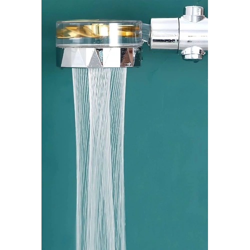 Turbo Duş Başlığı Su Tasarruflu 360 Hareketli Pervaneli Tazyikli Tuşlu Duş Başlığı (5365)