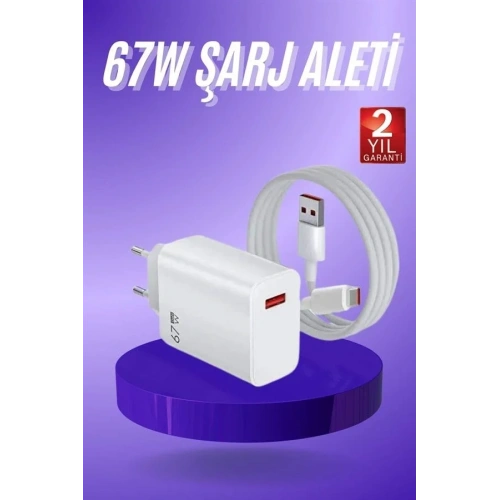 Turbo Hızlı Şarj Seti 67w Usb-c Adaptör Ve Kablo