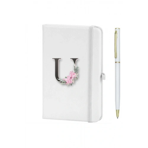 U Harfi Çiçek Desen Baskılı Defter