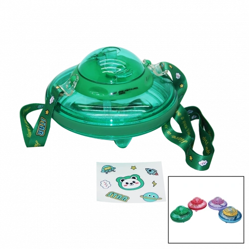 UFO MODELİ RENKLİ MİKA KRİSTAL SULUK MATARA PİPETLİ - TAŞIMA ASKILI 550ML ( HERHANGİ BİR RENK  GÖNDERİLİR )  (5365)