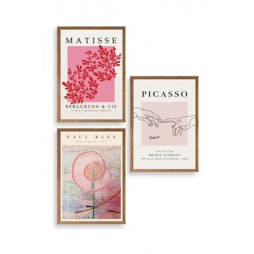 Ünlü Tablolar Üçlü Ahşap Çerçeveli Tablo 23 x 30