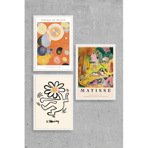 Ünlü Tablolar Üçlü Ahşap Çerçeveli Tablo 23 x 30