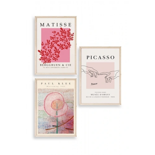 Ünlü Tablolar Üçlü Ahşap Çerçeveli Tablo 23 x 30