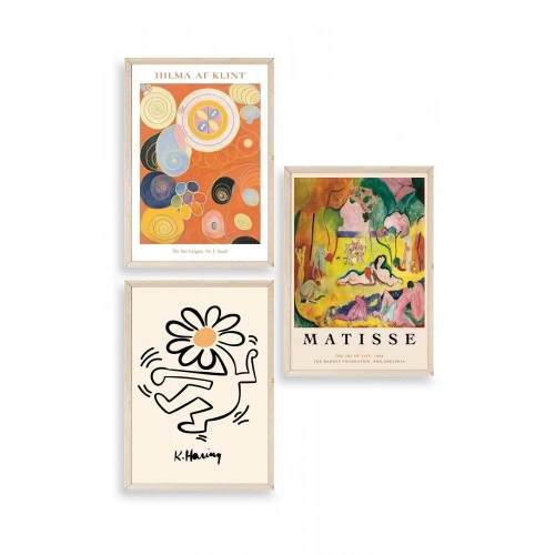 Ünlü Tablolar Üçlü Ahşap Çerçeveli Tablo 30 x 40