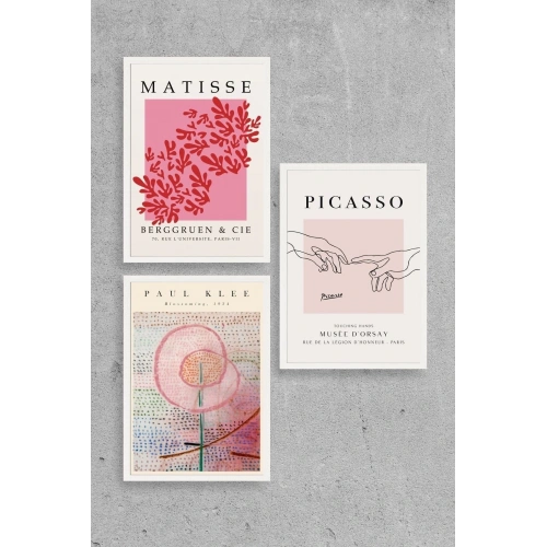 Ünlü Tablolar Üçlü Ahşap Çerçeveli Tablo 30 x 40