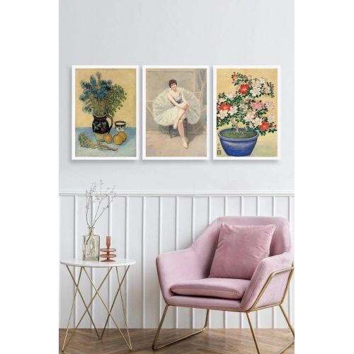 Ünlü Tablolar Üçlü Ahşap Çerçeveli Tablo 40 x 60