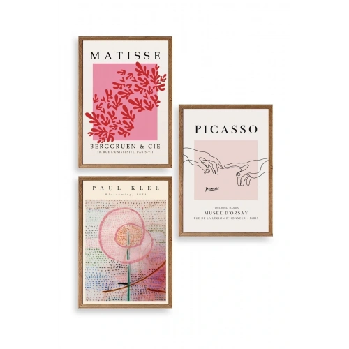 Ünlü Tablolar Üçlü Ahşap Çerçeveli Tablo 40 x 60