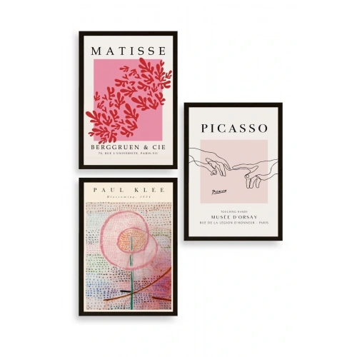 Ünlü Tablolar Üçlü Ahşap Çerçeveli Tablo 40 x 60