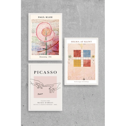 Ünlü Tablolar Üçlü Ahşap Çerçeveli Tablo 40 x 60