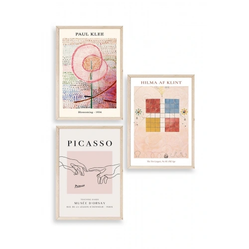 Ünlü Tablolar Üçlü Ahşap Çerçeveli Tablo 50 x 70